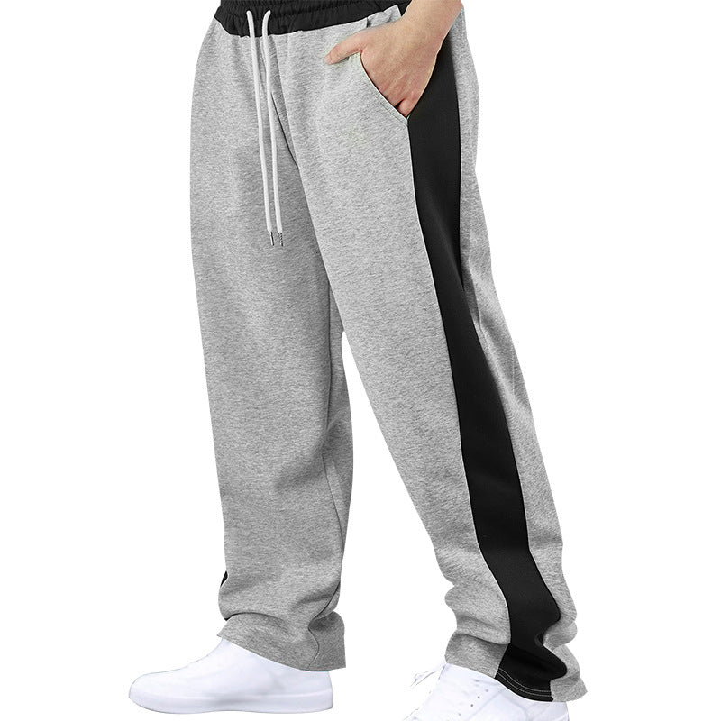 Men's Relaxed Colorblock Drawstring Straight-Leg Pants