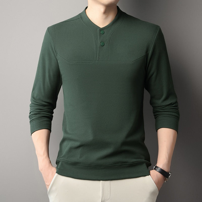Men's two-button long-sleeved velvet sweatshirt
