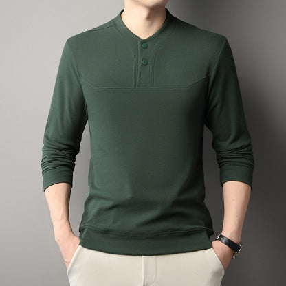 Men's two-button long-sleeved velvet sweatshirt