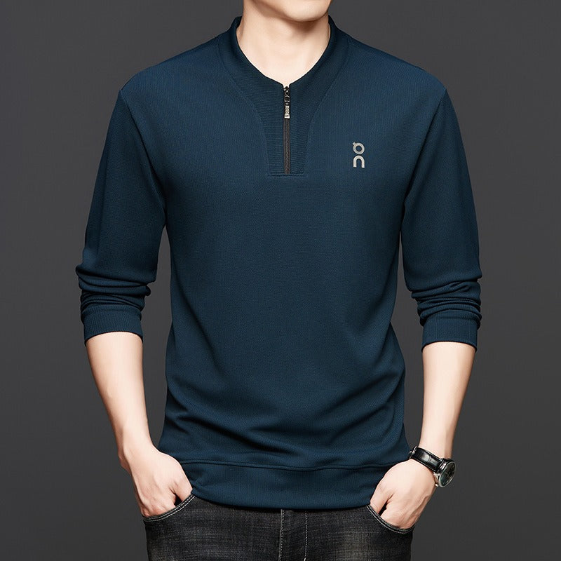 Men's half-zip crew neck long-sleeved sweatshirt