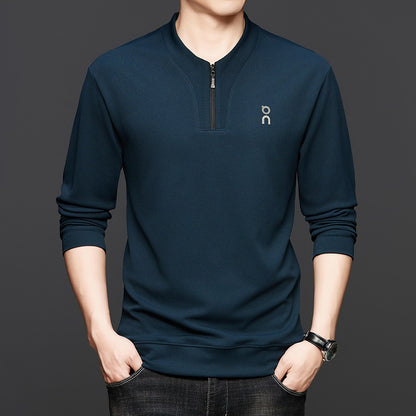Men's half-zip crew neck long-sleeved sweatshirt