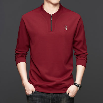Men's half-zip crew neck long-sleeved sweatshirt