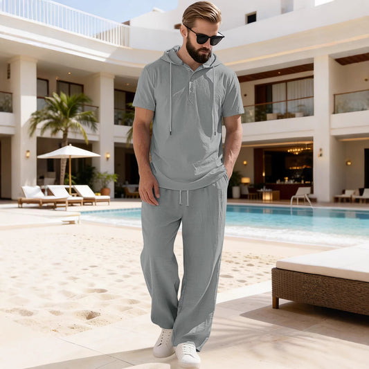 Men's Short Sleeve Hoodie & Pants Set