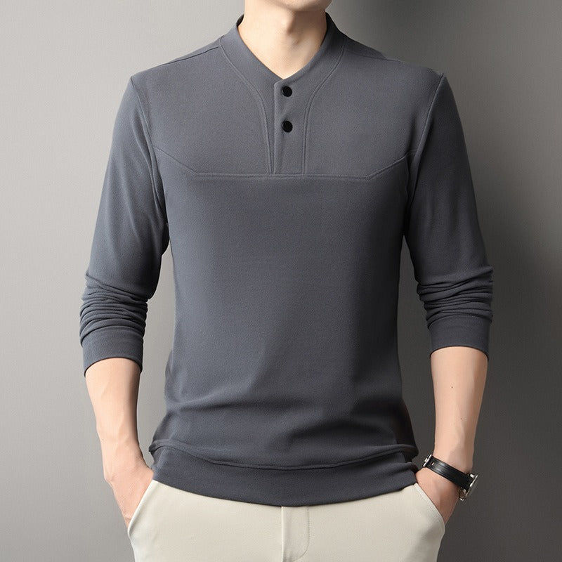 Men's two-button long-sleeved velvet sweatshirt