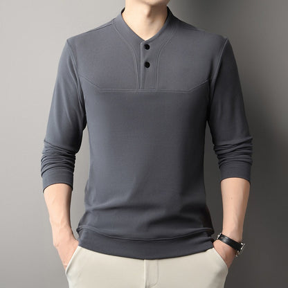 Men's two-button long-sleeved velvet sweatshirt