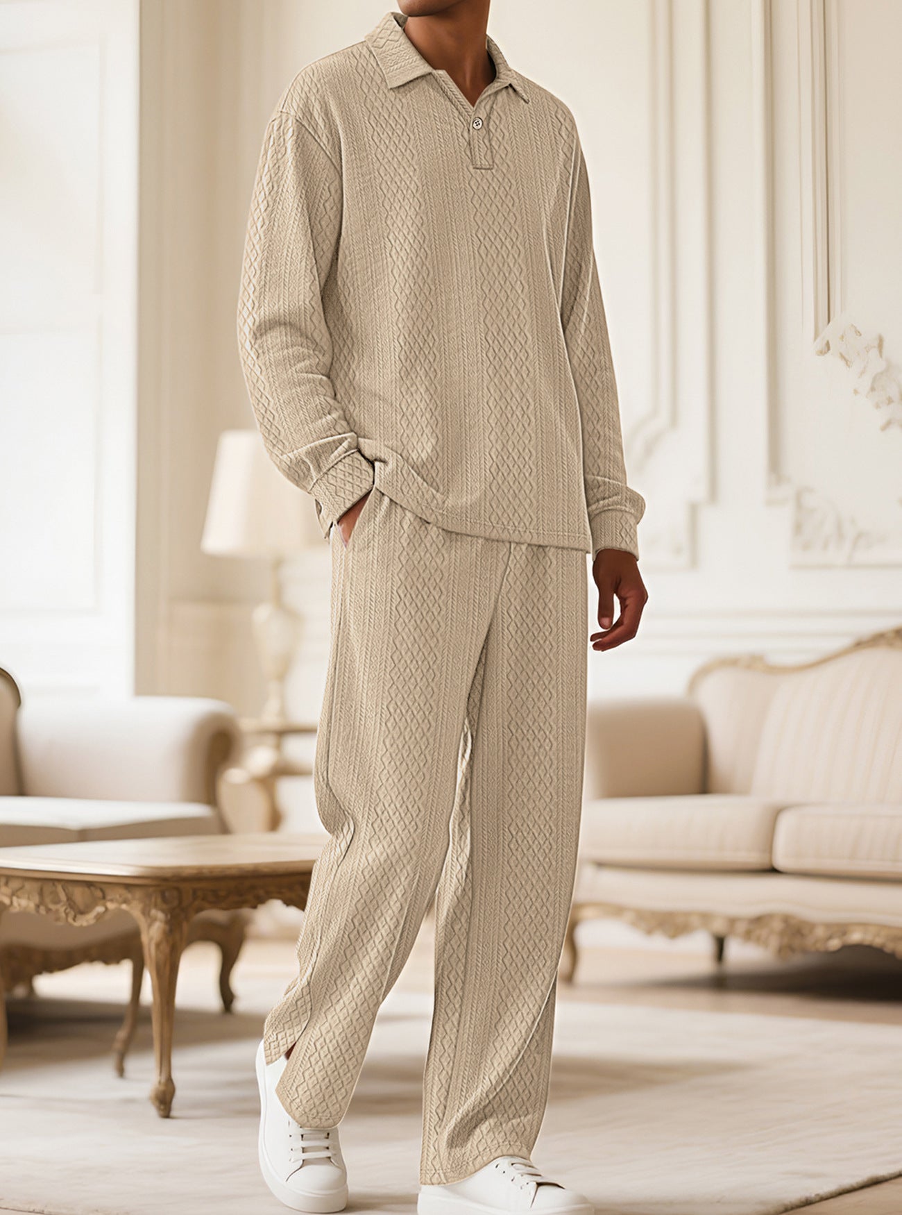 Men's Long-sleeved polo & Pants Set