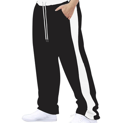 Men's Relaxed Colorblock Drawstring Straight-Leg Pants
