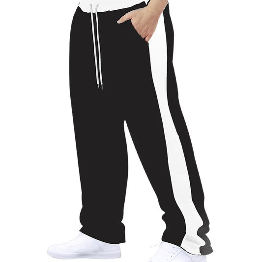 Men's Relaxed Colorblock Drawstring Straight-Leg Pants
