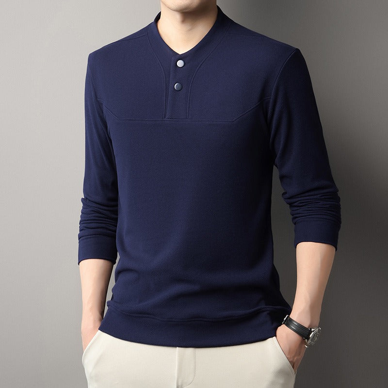 Men's two-button long-sleeved velvet sweatshirt