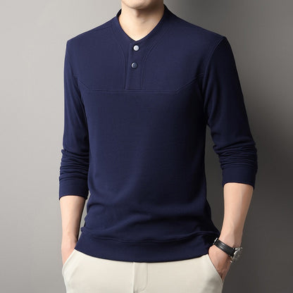 Men's two-button long-sleeved velvet sweatshirt