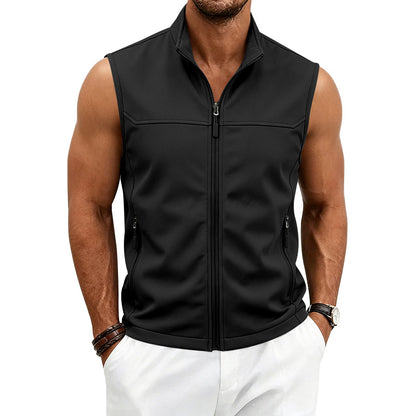 Men's Zip-Up Sleeveless Vest | Loose Fit Breathable Pocket Gilet