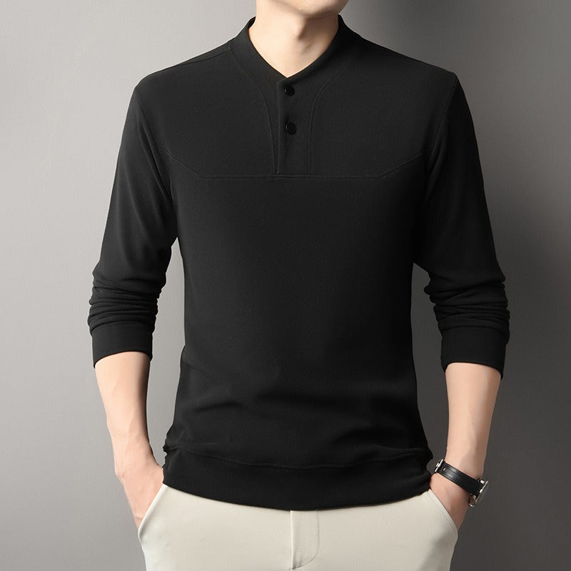 Men's two-button long-sleeved velvet sweatshirt