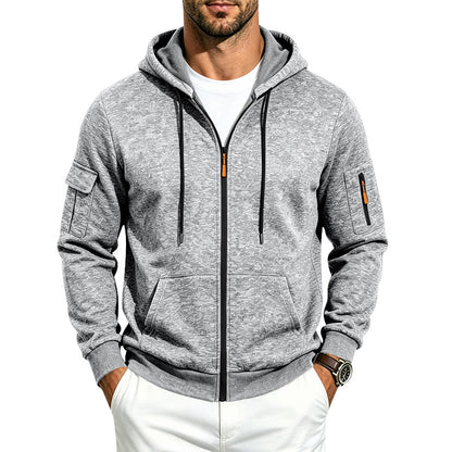 Men's loose-fitting fleece-lined hooded casual jacket