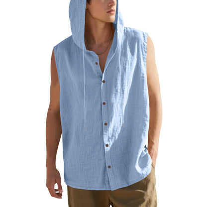 Men's Sleeveless Linen Shirt