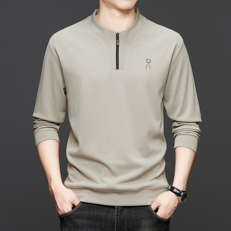 Men's half-zip crew neck long-sleeved sweatshirt