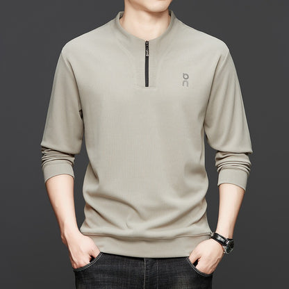 Men's half-zip crew neck long-sleeved sweatshirt