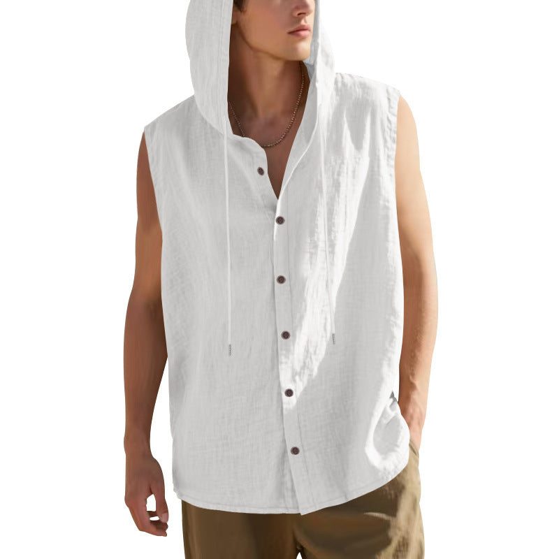 Men's Sleeveless Linen Shirt