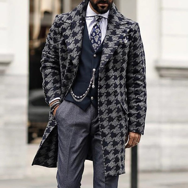 Men's Retro British Style Suit Collar Overcoat