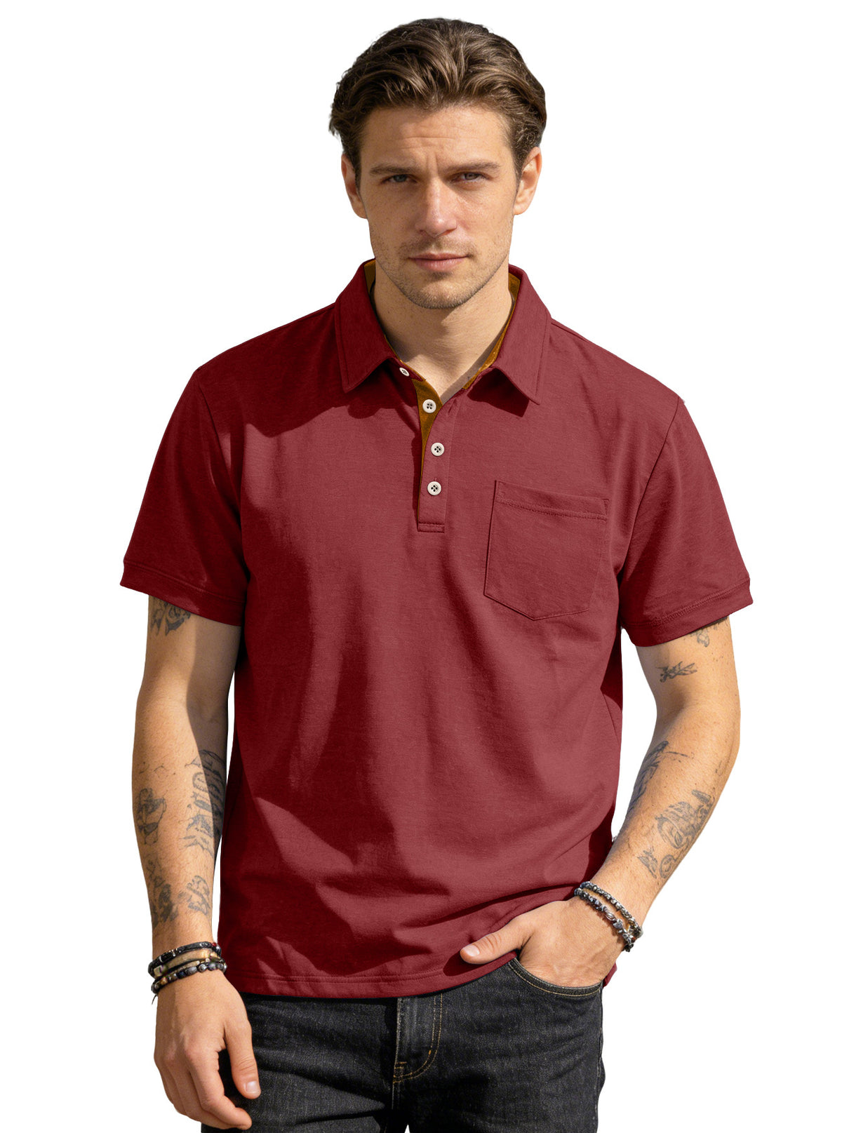 Men's Knit Short Sleeve Polo Shirt