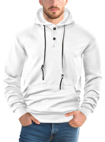 Men's pullover solid color casual sporty loose trendy long-sleeved hooded sweatshirt