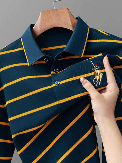 Men's Vintage Business Long Sleeve Polo Shirt