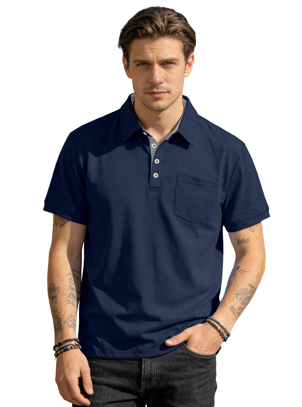 Men's Knit Short Sleeve Polo Shirt