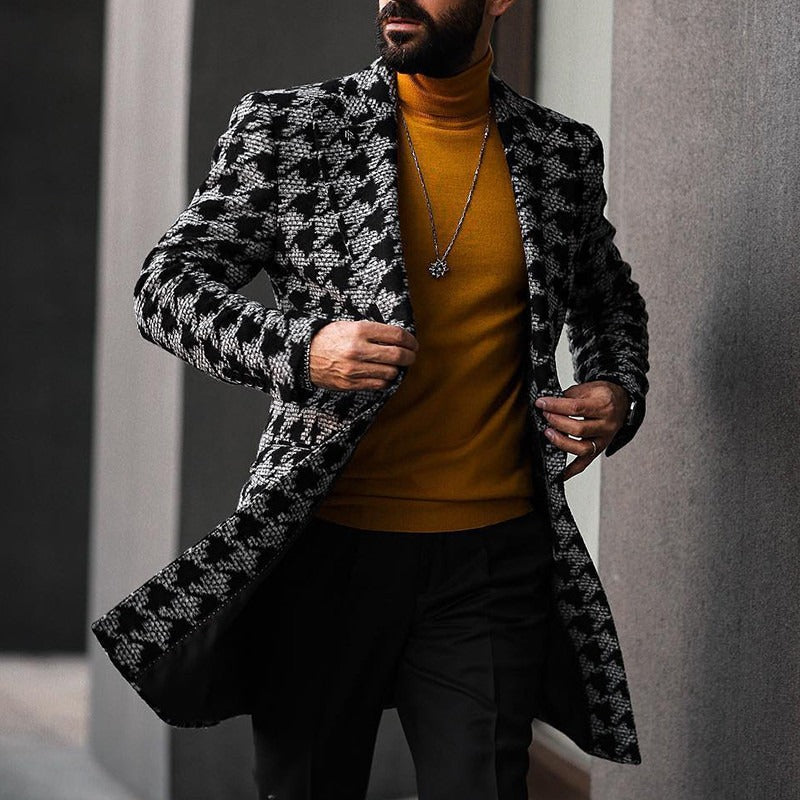 Men's Retro British Style Suit Collar Overcoat