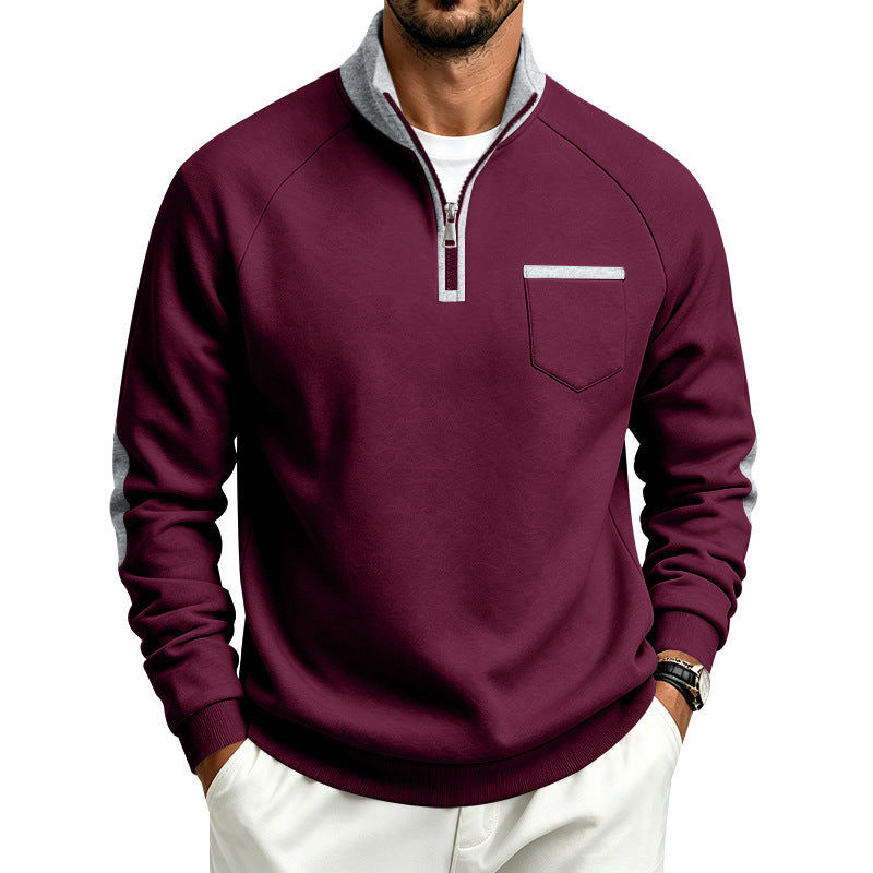 Men's Fleece-Lined Half-Zip Sweatshirt | Warm Long Sleeve Pullover