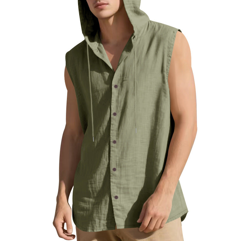 Men's Sleeveless Linen Shirt