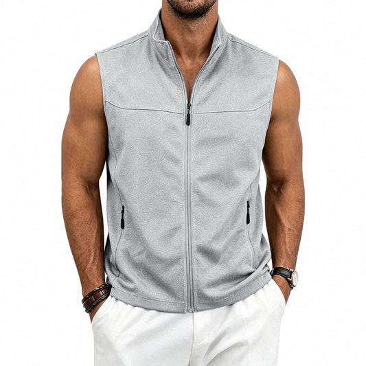 Men's Zip-Up Sleeveless Vest | Loose Fit Breathable Pocket Gilet