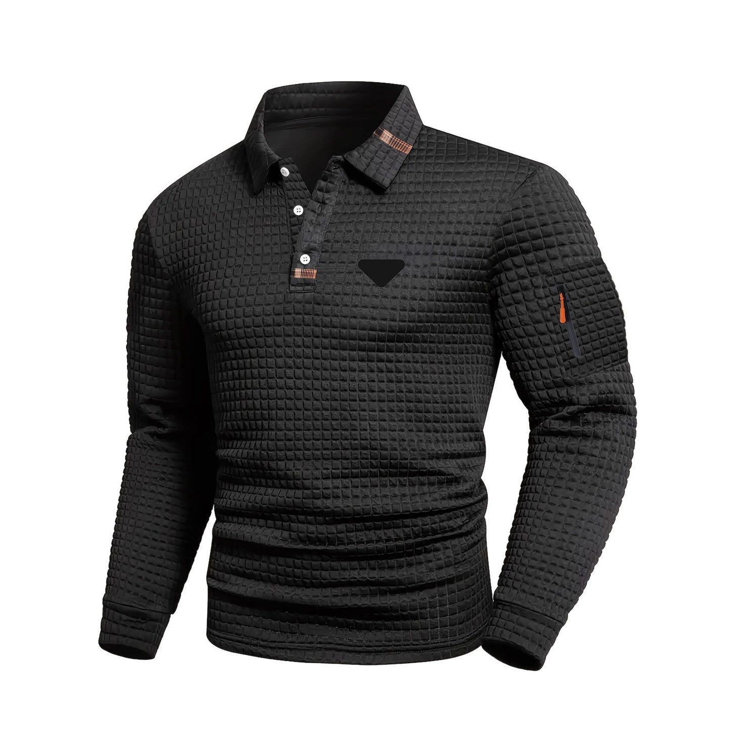 Men's Vintage Striped Long-Sleeved Henley Polo Shirt