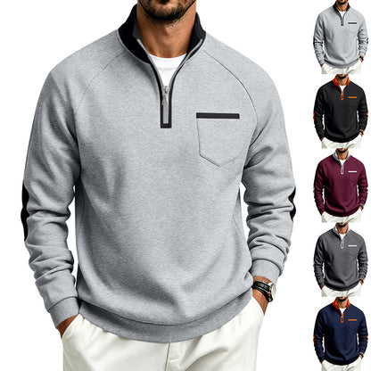 Men's Fleece-Lined Half-Zip Sweatshirt | Warm Long Sleeve Pullover