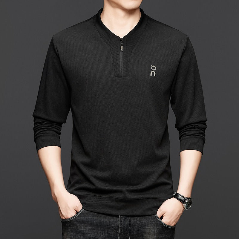 Men's half-zip crew neck long-sleeved sweatshirt