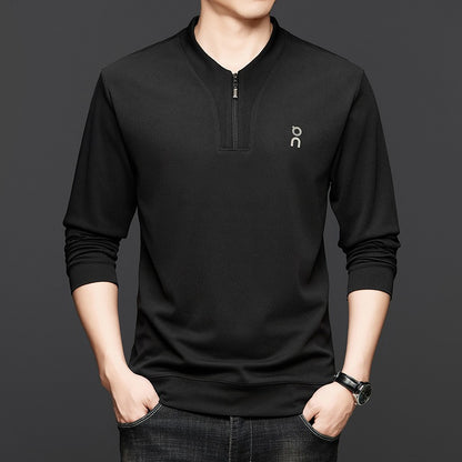 Men's half-zip crew neck long-sleeved sweatshirt