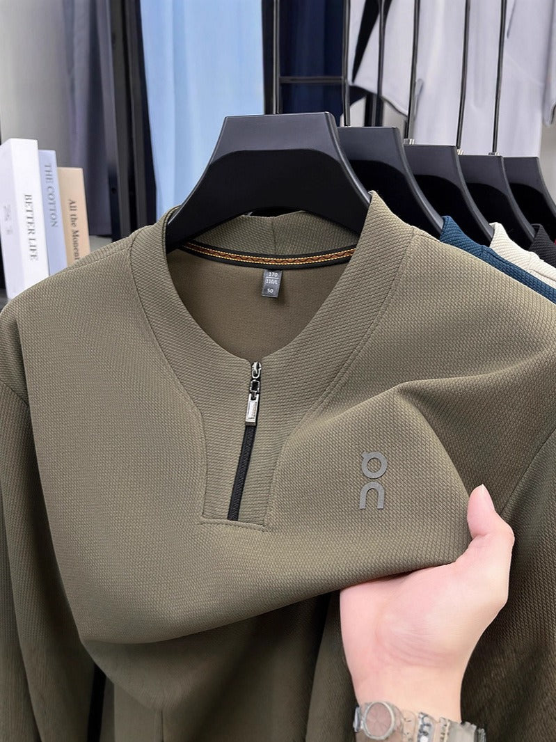 Men's half-zip crew neck long-sleeved sweatshirt