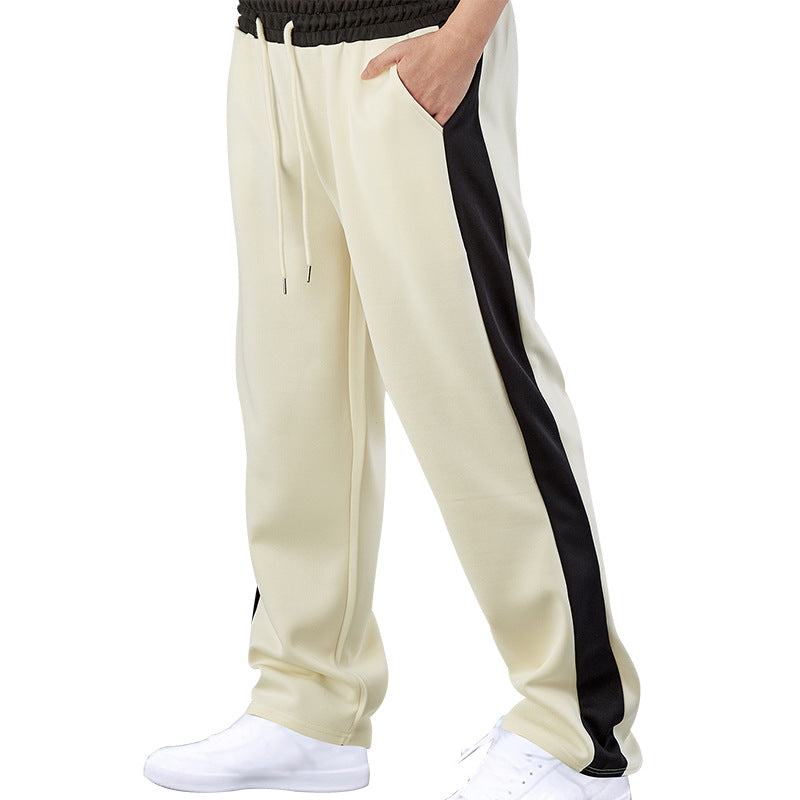 Men's Relaxed Colorblock Drawstring Straight-Leg Pants