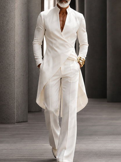 Quiet Luxury Style Long Tail Shirt Pants Set