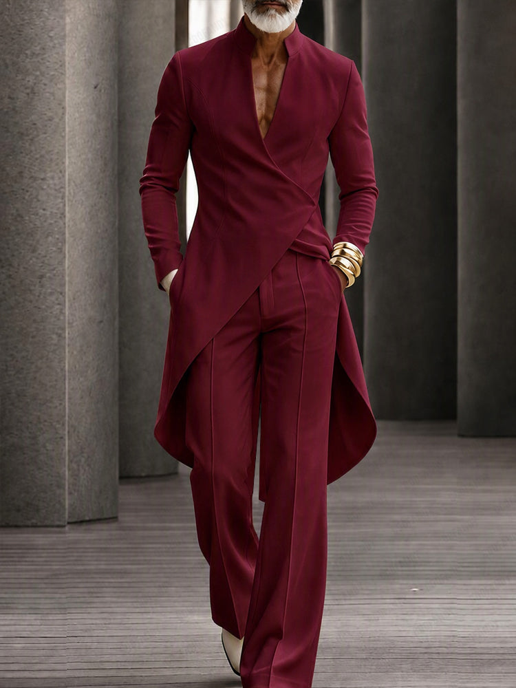 Quiet Luxury Style Long Tail Shirt Pants Set