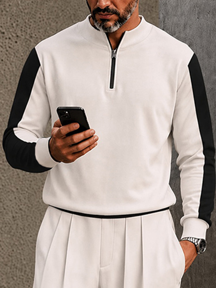 Urban Casual Contrast Sporty Polo Pants Set