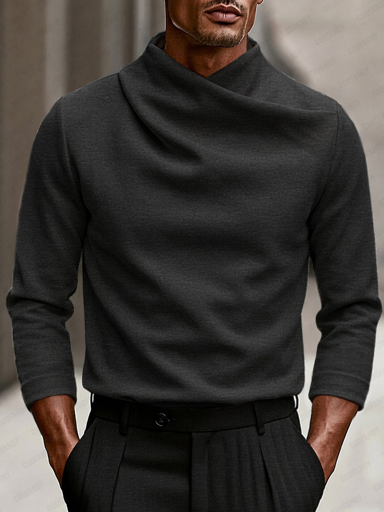 Modern Stretch Crossover Mock Neck Top