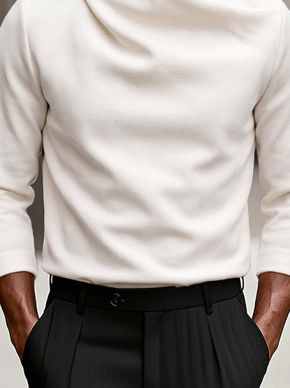 Modern Stretch Crossover Mock Neck Top