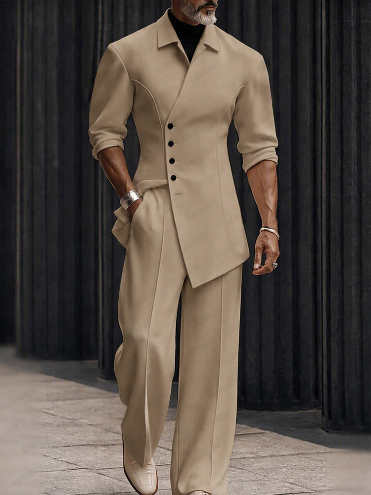 Modern Asymmetric Tailored Two Piece Set
