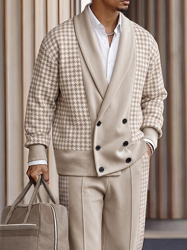Quiet Luxury Houndstooth Splicing Matching Set
