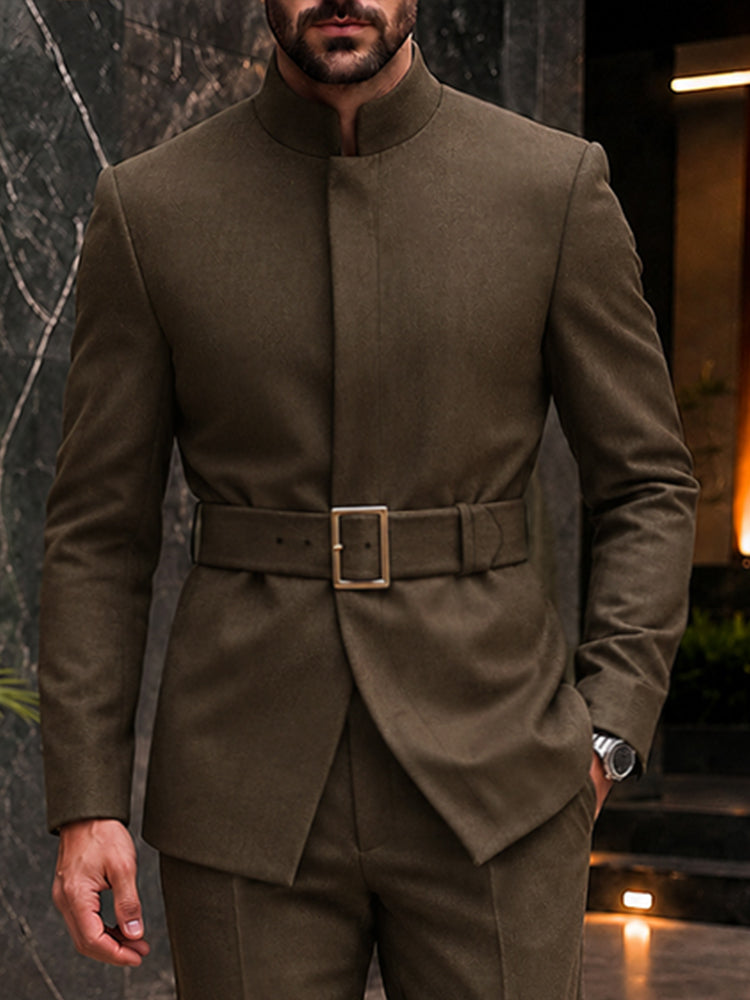Urban Sleek Belted Blazer and Pants Set