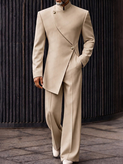 Modern Asymmetric Cut Blazer Pants Set