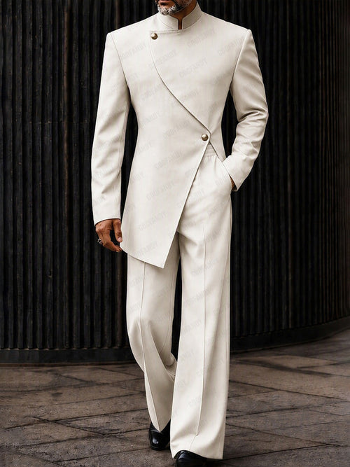 Modern Asymmetric Cut Blazer Pants Set