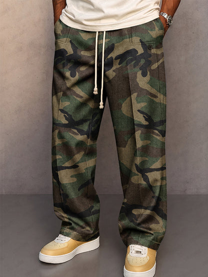 Casual Faux Denim Drawstring Pants