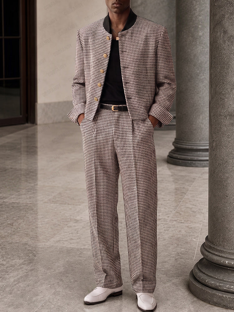 Vintage Gentleman Houndstooth Suit Set