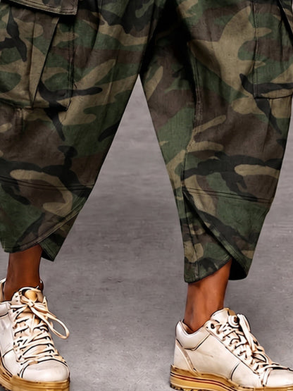 Casual Camouflage Print Cargo Harem Pants