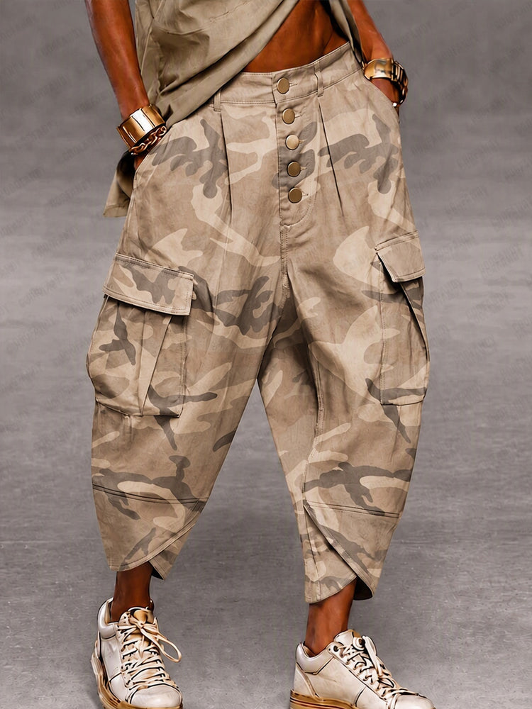 Casual Camouflage Print Cargo Harem Pants